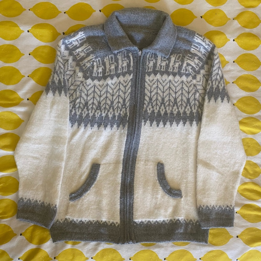 Peruvian Alpaca Wool Sweater Zip Up - Women’s Size M